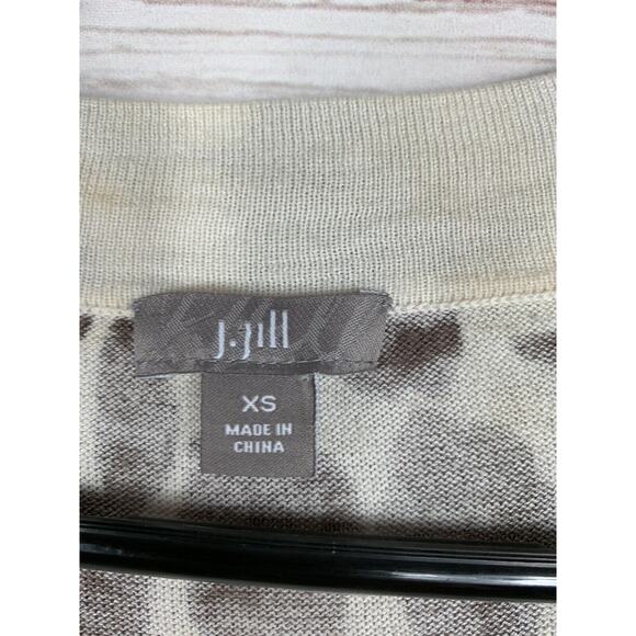 J. Jill‎ Cardigan Sweater Women's Size XS Silk Cashmere Tan floral Button - Picture 4 of 5